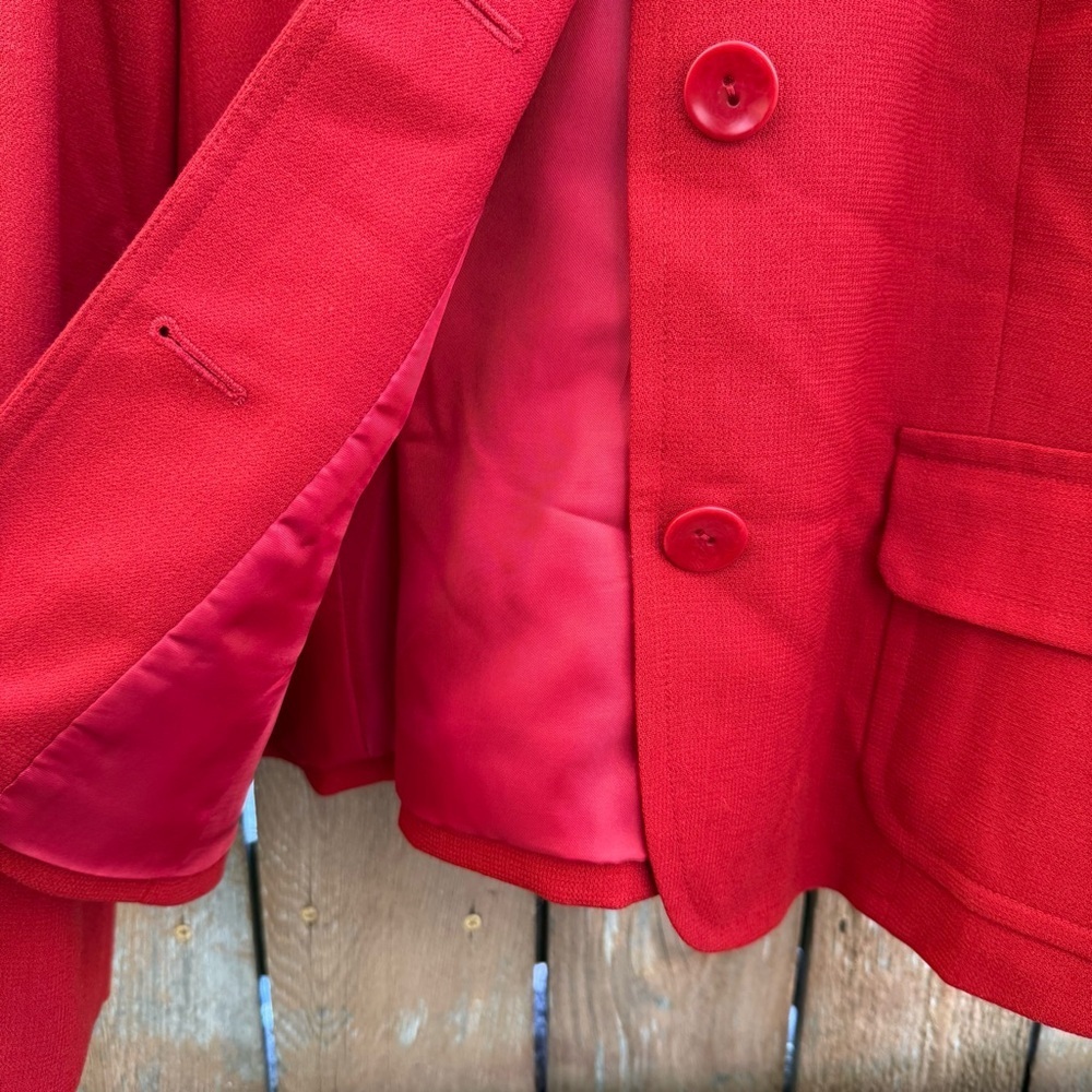 TALBOTS Women's Red Lined Wool Blazer Jacket Coat Buttons Size 14 - Picture 5 of 15